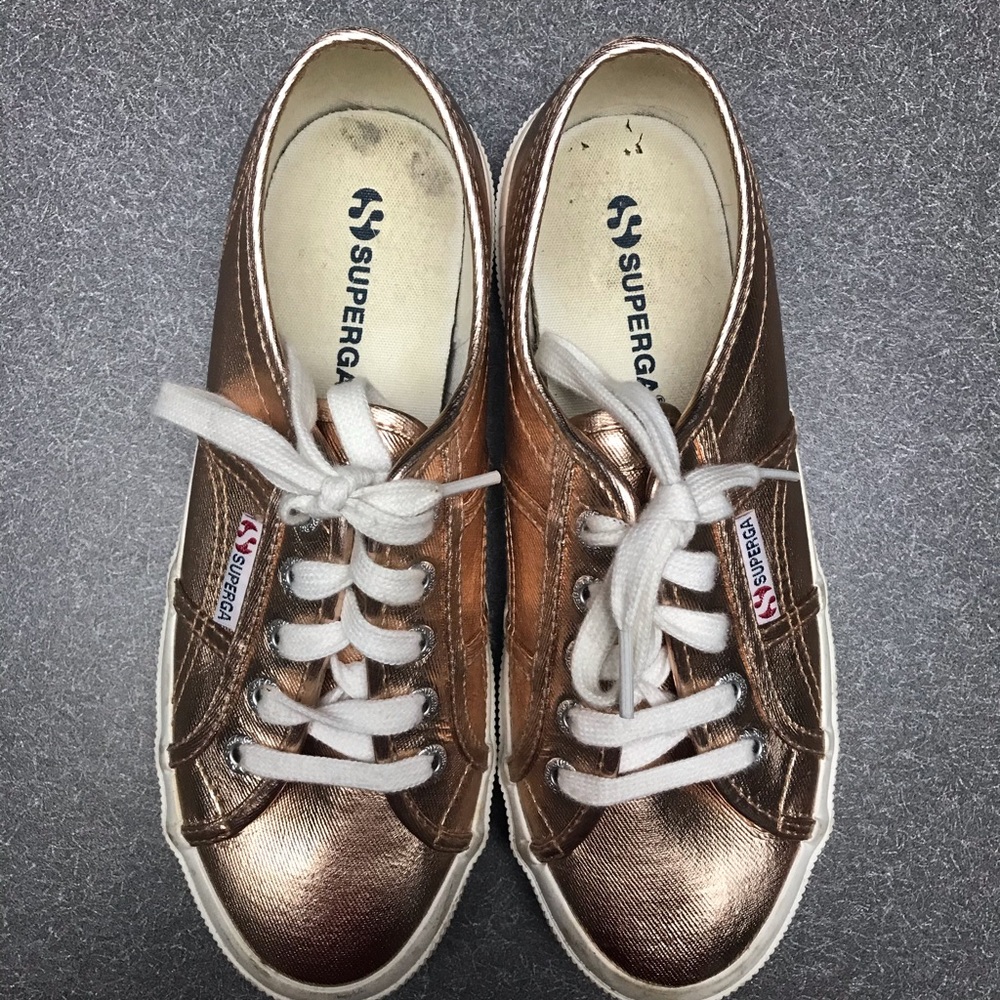 Superga Nappaleau rose gold leather sneakers